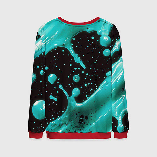 Мужской свитшот Голубая краска и капли / 3D-Красный – фото 2