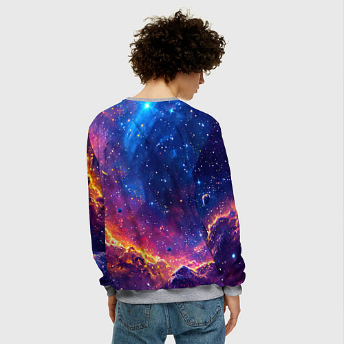 Мужской свитшот Голден Стэйт Уорриорз в космосе / 3D-Меланж – фото 4