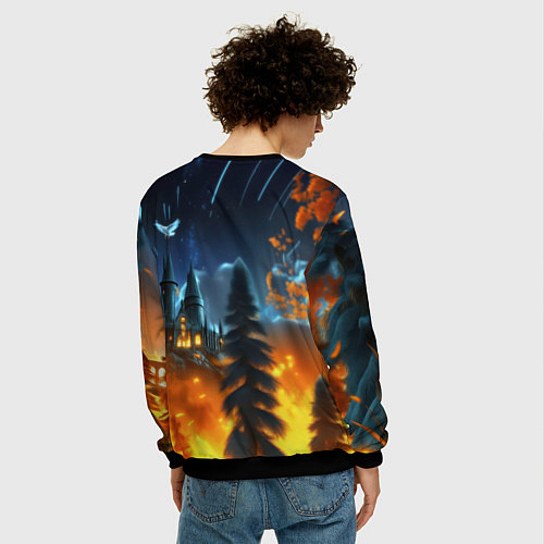 Мужской свитшот Гарри Поттер замок в небе / 3D-Черный – фото 4