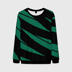 Свитшот мужской Чёрный с бирюзовым текстура точки и полосы, цвет: 3D-черный