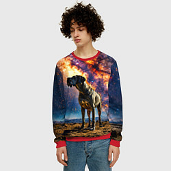 Свитшот мужской Немецкий дог и космическое небо, цвет: 3D-красный — фото 2