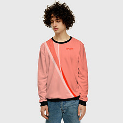 Свитшот мужской Sport персиковый с полосой, цвет: 3D-черный — фото 2