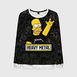 Свитшот мужской Heavy metal Гомер симпсон, цвет: 3D-белый
