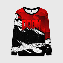 Свитшот мужской Дум - белый и красный, цвет: 3D-черный