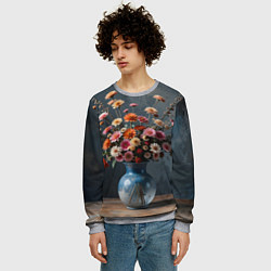 Свитшот мужской Натюрморт с букетом, цвет: 3D-меланж — фото 2