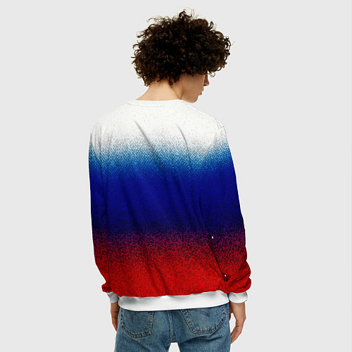 Мужской свитшот Герб России на фоне флага текстурный / 3D-Белый – фото 4