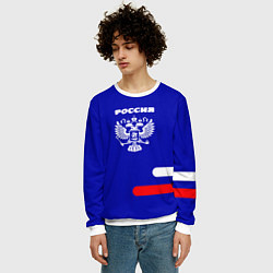 Свитшот мужской Герб Российского государства синий, цвет: 3D-белый — фото 2