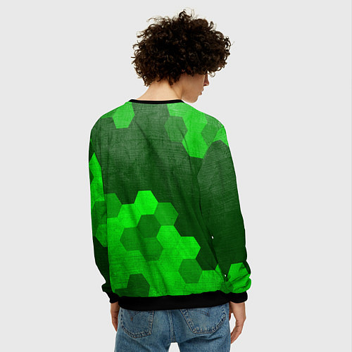 Мужской свитшот Daewoo - green gradient посередине / 3D-Черный – фото 4