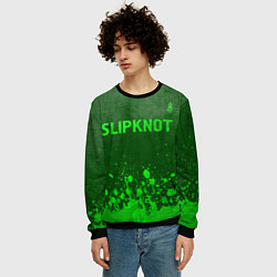 Свитшот мужской Slipknot - green gradient посередине, цвет: 3D-черный — фото 2