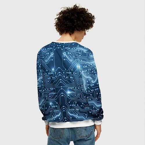 Мужской свитшот Системная плата / 3D-Белый – фото 4