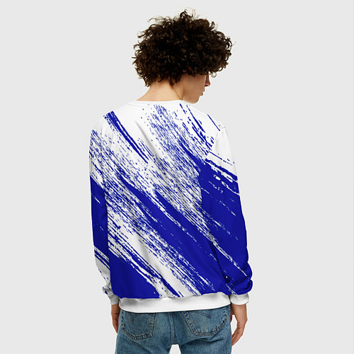 Мужской свитшот The color is white and blue / 3D-Белый – фото 4