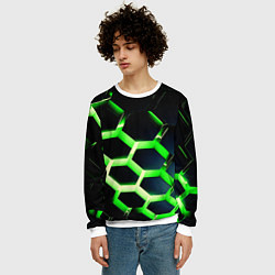 Свитшот мужской Neon Honeycombs, цвет: 3D-белый — фото 2