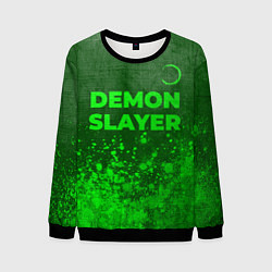 Свитшот мужской Demon Slayer - green gradient посередине, цвет: 3D-черный