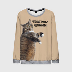 Свитшот мужской Что смотришь иди обниму кот Марс, цвет: 3D-меланж
