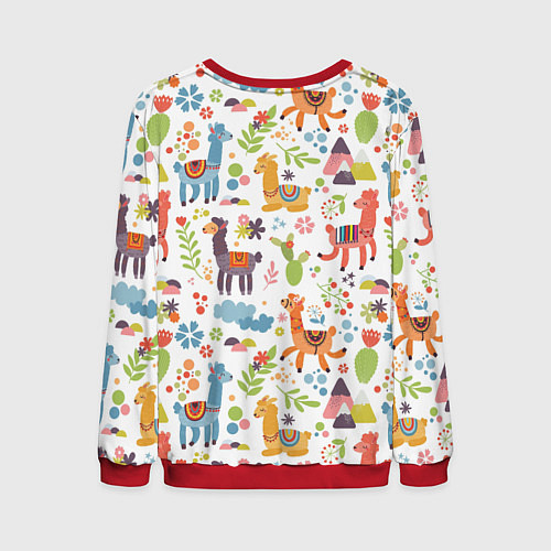 Мужской свитшот Ламы паттерн / 3D-Красный – фото 2