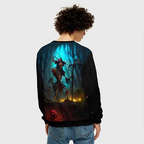 Мужской свитшот Скелет в мрачном лесу / 3D-Черный – фото 4