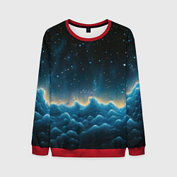 Свитшот мужской Облака и черное небо текстура, цвет: 3D-красный