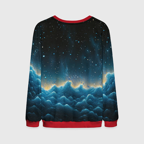Мужской свитшот Облака и черное небо текстура / 3D-Красный – фото 2