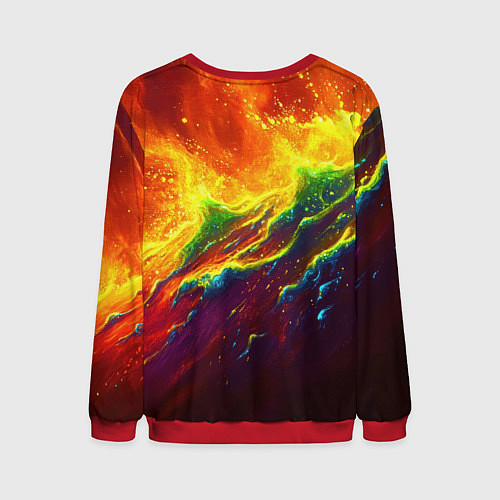 Мужской свитшот Абстрактные волны с огнем / 3D-Красный – фото 2