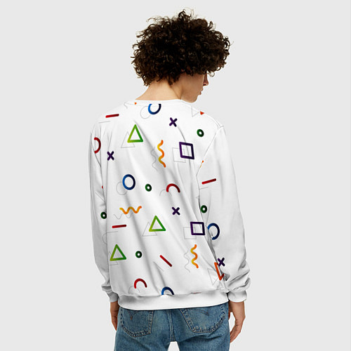 Мужской свитшот Геометрический хаос / 3D-Белый – фото 4