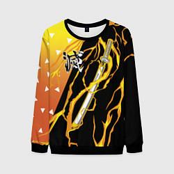 Свитшот мужской Zenitsu Agatsuma - Kisatsutai, цвет: 3D-черный