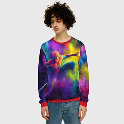 Свитшот мужской Человек - паук радужные краски, цвет: 3D-красный — фото 2