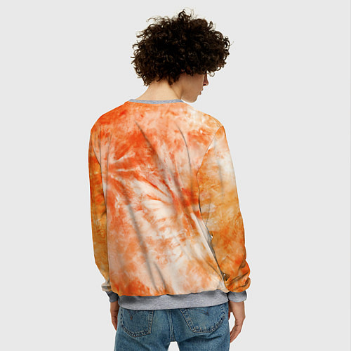 Мужской свитшот Оранжевый тай-дай пятна / 3D-Меланж – фото 4