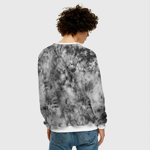 Мужской свитшот Серый тай дай - абстракция / 3D-Белый – фото 4