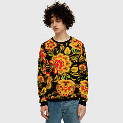 Свитшот мужской Хохлома - роспись, цвет: 3D-черный — фото 2