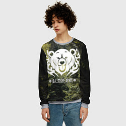 Свитшот мужской Лес мой храм - дух леса медведь Велес, цвет: 3D-меланж — фото 2
