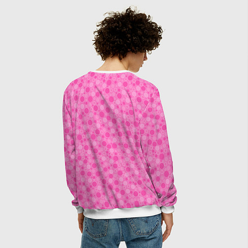 Мужской свитшот Малиново розовые пузыри и горохи / 3D-Белый – фото 4