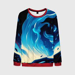Свитшот мужской Бело-синее пламя из абстрактных красок, цвет: 3D-красный