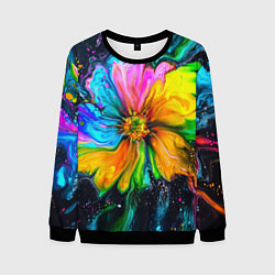 Мужской свитшот Большой цветок - яркие краски
