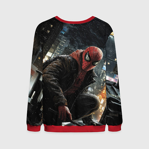 Мужской свитшот Человек-паук и поздняя ночь / 3D-Красный – фото 2
