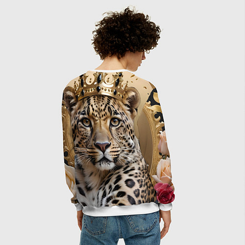 Мужской свитшот Королевский леопард / 3D-Белый – фото 4