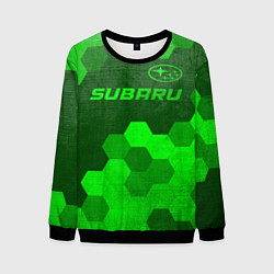 Свитшот мужской Subaru - green gradient посередине, цвет: 3D-черный