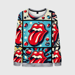 Свитшот мужской Rolling Stones logo - pop art, цвет: 3D-меланж