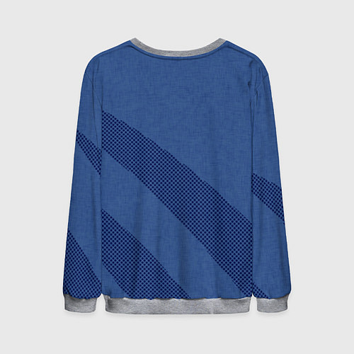 Мужской свитшот Синий текстурный с полосой / 3D-Меланж – фото 2