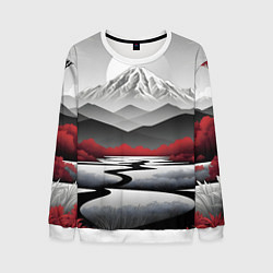 Свитшот мужской Белые горы и красные деревья, цвет: 3D-белый
