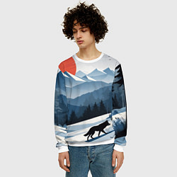 Свитшот мужской Лиса в горах, цвет: 3D-белый — фото 2