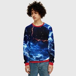 Свитшот мужской Звезды и молнии в разломе плит, цвет: 3D-красный — фото 2