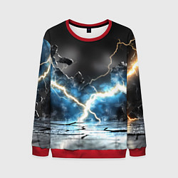 Свитшот мужской Разряд молний текстура, цвет: 3D-красный