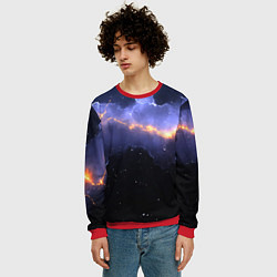 Свитшот мужской Молния в фиолетовом небе текстура, цвет: 3D-красный — фото 2