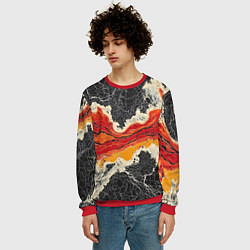 Свитшот мужской Красно-черная потертая текстура, цвет: 3D-красный — фото 2