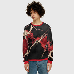 Свитшот мужской Красно-черная потертая текстура, цвет: 3D-красный — фото 2