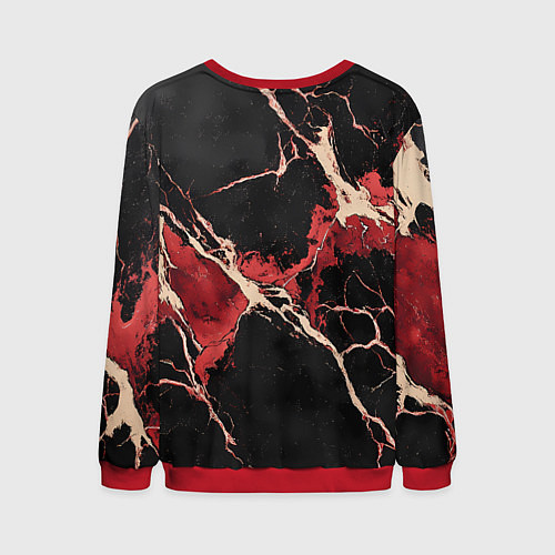 Мужской свитшот Красно-черная потертая текстура / 3D-Красный – фото 2
