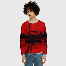 Свитшот мужской Спорткар на красном фоне, цвет: 3D-меланж — фото 2