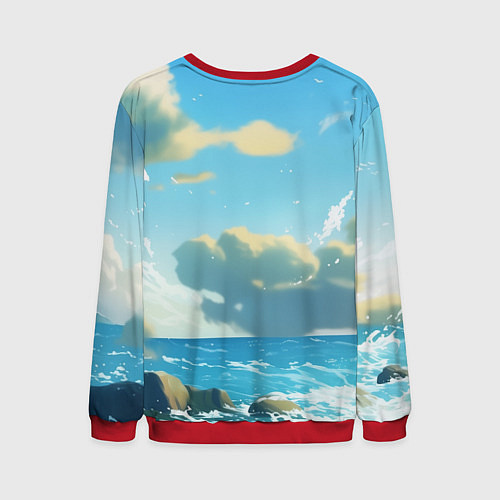 Мужской свитшот Ariel I love the ocean - русалка - beautiful big p / 3D-Красный – фото 2