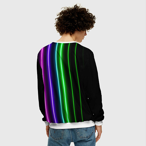 Мужской свитшот Neon lines / 3D-Белый – фото 4