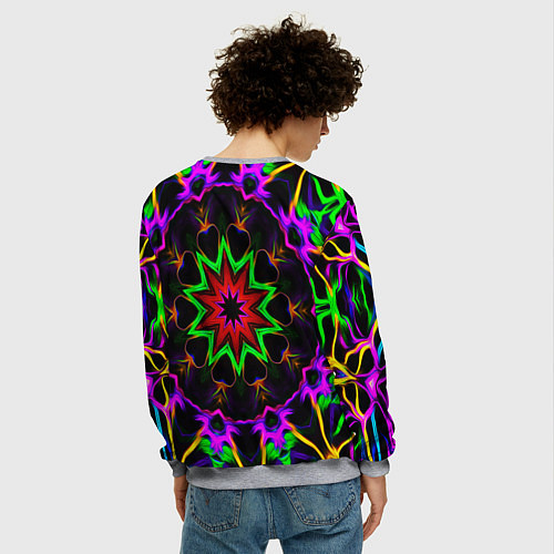 Мужской свитшот Неоновая геометрия узоры / 3D-Меланж – фото 4